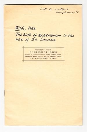 Seller image for The Birth of Expressionism in the Work of D. H. Lawrence. Offprint from English Studies. for sale by Centralantikvariatet