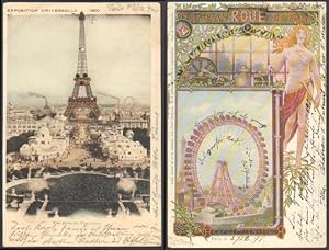 Paris - Exposition Universelle 1900. Kleine Sammlung von 6 Postkarten zur Weltausstellung.