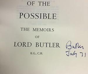 Bild des Verkufers fr The Art of the Possible. The Memoirs of Lord Butler. zum Verkauf von Bhrnheims Literatursalon GmbH