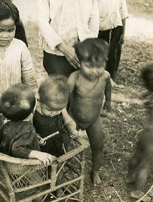 Vietnam Saigon Street Scene Babies & Children Boys & Girls? Old Photo 1935