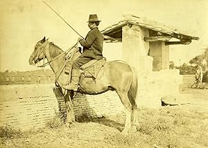 Italy around Naples? Peasant on his horse Old Photo 1890