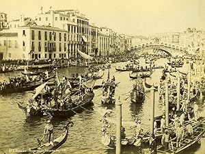 Italy Venice Animated scene Regatta on the Grand Canal Old Photo 1891