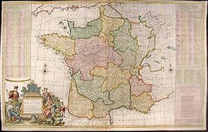 Imagen del vendedor de A New and Exact Map of France Dividid into all its Provinces and Acquisitions, according to the Newest Observations, and that accurate Survey made by the King's Command by Mr. Picar and de la Hire, with the Post Roads and the Computed Leagues from Town to Town, and the Passes of the Pirenean Mountains and many other Remarcks &c a la venta por Donald A. Heald Rare Books (ABAA)