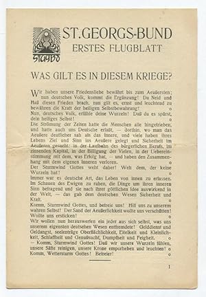 St.Georgs-Bund - Erstes Flugblatt: Was gilt es in diesem Kriege?