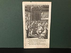 Seller image for SINGLE LEAF - Titled: De paralytico per tegulas demisso, et vocatione S. Matthaei - Small Full-Page Copper Engraving by Peter Paul Bouche - No date (printed circa 1675?) (Original Engraving) for sale by Bookwood