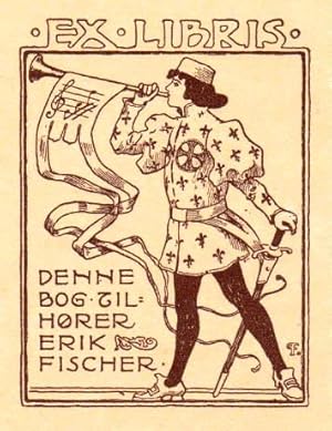 Bild des Verkufers fr Exlibris fr Erik Fischer. Klischeedruck von Paul Fischer, Kopenhagen. zum Verkauf von Antiquariat Heinz Tessin