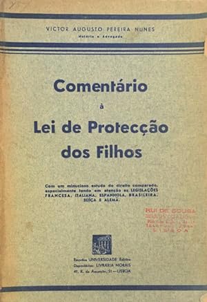 Bild des Verkufers fr COMENTRIO  LEI DE PROTECO DOS FILHOS. zum Verkauf von Livraria Castro e Silva