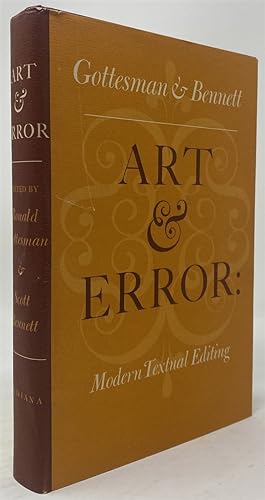 Seller image for Art and Error: Modern Textual Editing for sale by Oddfellow's Fine Books and Collectables