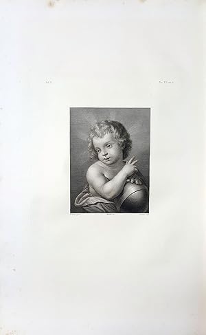 Gesù Bambino che benedice il mondo. Etching from a Painting by Carlo Cignani