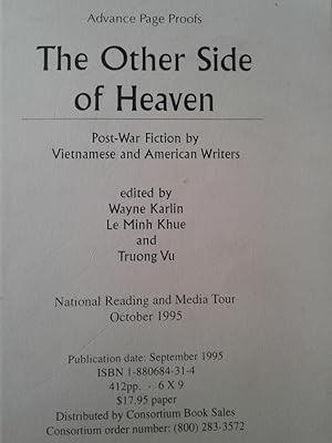 Seller image for The Other Side of Heaven: Post-War Fiction by Vietnamese and American Writers- ADVANCE PROOF for sale by hcmBOOKS