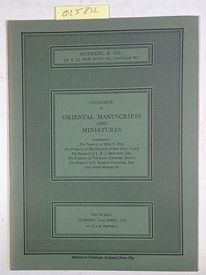 Catalogue of Oriental Manuscripts and Miniatures - Auction by Sotheby & Co. Tuesday, 11th April, ...