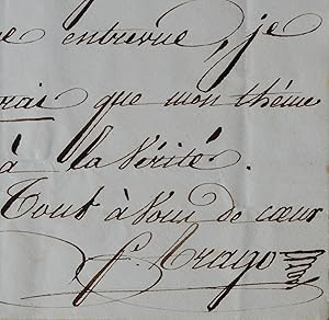 Immagine del venditore per Lettre de Franois Arago  David d'Angers venduto da Traces Ecrites