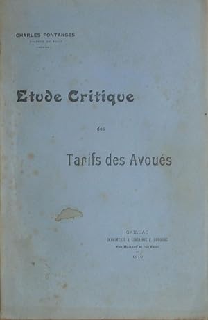 Etude Critique des Tarifs des Avoués