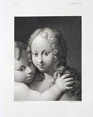 Teste di putti. Etching from a Painting by Bartolommeo Schidone o Schedone