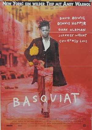 Basquiat kommt am 12. Dezember! Farbiger Faltprospekt und Plakat mit der Anku?ndigung des Films B...