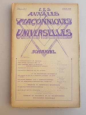 Bild des Verkufers fr Les annales maonniques universelles. Vol. I - N 4 zum Verkauf von La Basse Fontaine