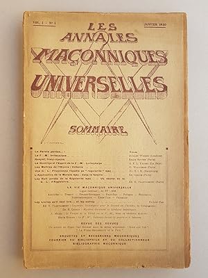 Bild des Verkufers fr Les annales maonniques universelles. Vol. I - N 1 zum Verkauf von La Basse Fontaine