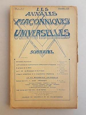 Bild des Verkufers fr Les annales maonniques universelles. Vol. I - N 6 zum Verkauf von La Basse Fontaine