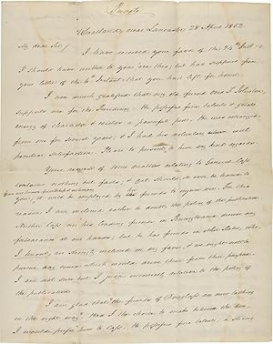 [AUTOGRAPH LETTER, SIGNED, FROM JAMES BUCHANAN TO MAYOR DAVID LYNCH, WITH CANDID OPINIONS FROM BU...