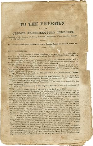 TO THE FREEMEN OF THE SECOND CONGRESSIONAL DISTRICT, COMPOSED OF THE COUNTIES OF ROWAN, CABARRUS,...