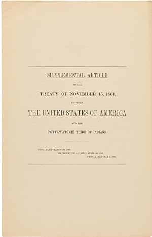 SUPPLEMENTAL ARTICLE TO THE TREATY OF NOVEMBER 15, 1861, BETWEEN THE UNITED STATES OF AMERICA AND...
