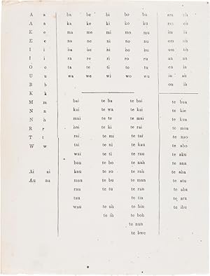 [GILBERT ISLANDS PRIMER, BEING A PRINTED SHEET OF ALPHABET AND SYLLABLES]