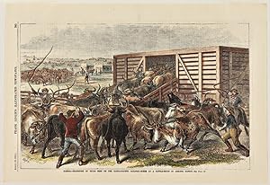 Seller image for KANSAS. - TRANSPORT OF TEXAS BEEF ON THE KANSAS-PACIFIC RAILWAY - SCENE AT A CATTLE- SHOOT IN ABILENE, KANSAS for sale by William Reese Company - Americana