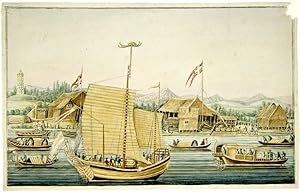 CHINESE WAR JUNK OR COMMANDER'S VESSEL IN FRONT OF THE DANISH SETTLEMENT, DRAWN AFTER NATURE IN T...