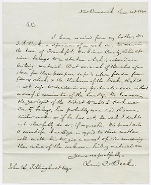 Seller image for AUTOGRAPH LETTER, SIGNED, REGARDING THE GEOLOGY OF HERKIMER COUNTY, NEW YORK] for sale by William Reese Company - Americana