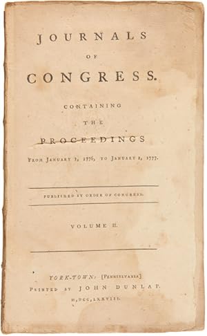 JOURNALS OF CONGRESS. CONTAINING THE PROCEEDINGS FROM JANUARY 1, 1776, TO JANUARY 1, 1777