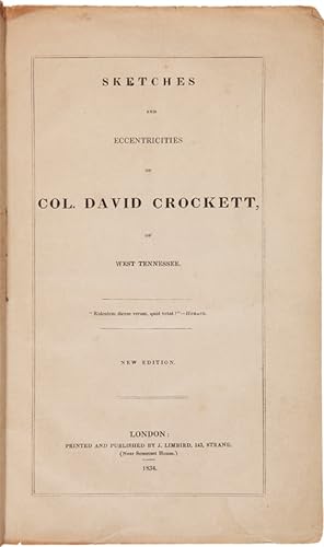 SKETCHES AND ECCENTRICITIES OF COL. DAVID CROCKETT, OF WEST TENNESSEE