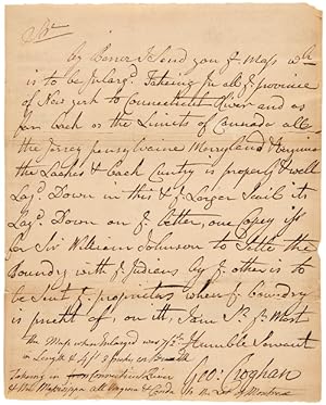 Seller image for [AUTOGRAPH LETTER, SIGNED, FROM GEORGE CROGHAN, CONCERNING A MAP OF THE AMERICAN COLONIES] for sale by William Reese Company - Americana