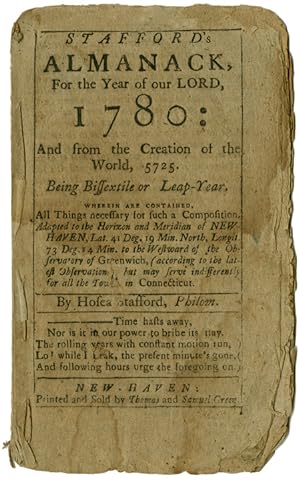 STAFFORD'S ALMANACK, FOR THE YEAR OF OUR LORD 1780: AND FROM THE CREATION OF THE WORLD, 5725