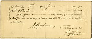 [PRINTED RECEIPT FOR A SUBSCRIPTION FEE FOR SORTIE OF GIBRALTAR]
