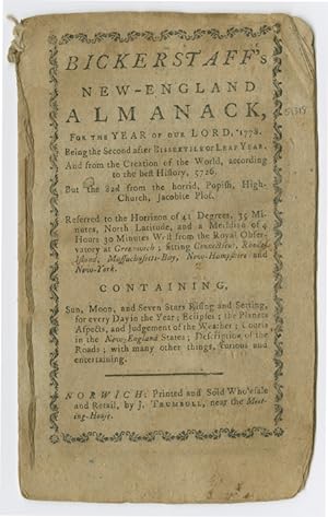 BICKERSTAFF'S NEW-ENGLAND ALMANACK, FOR THE YEAR OF OUR LORD, 1778