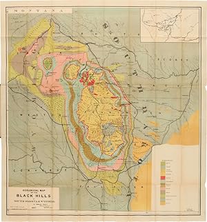 MAP OF THE BLACK HILLS OF SOUTH DAKOTA AND WYOMING WITH FULL DESCRIPTIONS OF MINERAL RESOURCES, etc.