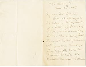 [AUTOGRAPH LETTER, SIGNED, FROM JULIA WARD HOWE, DISCUSSING A PUBLIC RECITATION OF "THE BATTLE HY...