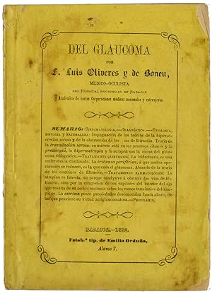 Seller image for DEL GLAUCOMA. for sale by William Reese Company - Americana