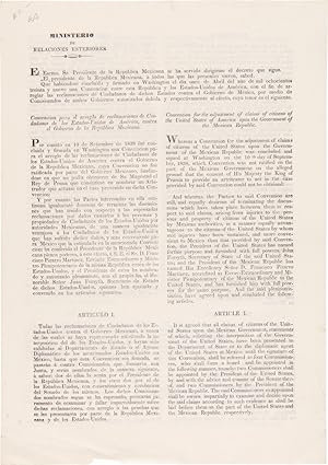 Seller image for MINISTERIO DE RELACIONES ESTERIORES.UNA CONVENCION ENTRE ESTA REPUBLICA Y LOS ESTADOS- UNIDOS DE AMERICA. for sale by William Reese Company - Americana