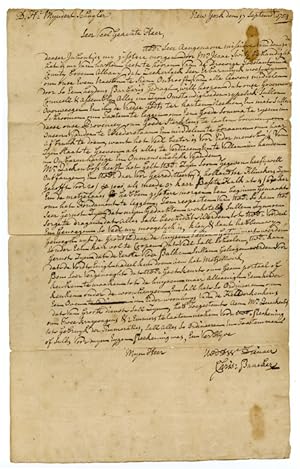 Seller image for AUTOGRAPH LETTER, SIGNED, FROM CHRISTOPHER BANCKER TO MYNDERT SCHUYLER, MEMBERS OF TWO IMPORTANT NEW YORK COLONIAL FAMILIES] for sale by William Reese Company - Americana