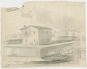 [ORIGINAL SKETCH OF FORT MONROE, VIRGINIA, MADE FOR Harper's Weekly IN 1861]