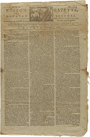 THE BOSTON GAZETTE AND THE COUNTRY JOURNAL. No. 1484