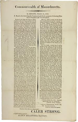 COMMONWEALTH OF MASSACHUSETTS. IN SENATE, OCTOBER 21, 1812. A RESOLVE FOR DISTRICTING THE COMMONW...