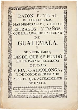 RAZON PUNTUAL DE LOS SUCESSOS MAS MEMORABLES, Y DE LOS EXTRAGOS, Y DAÑOS QUE HA PADECIDO LA CIUDA...