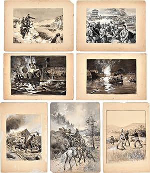 [SEVEN PIECES OF ORIGINAL ARTWORK USED AS ILLUSTRATIONS FOR THE BOOKS, Deeds of Valor: How Americ...