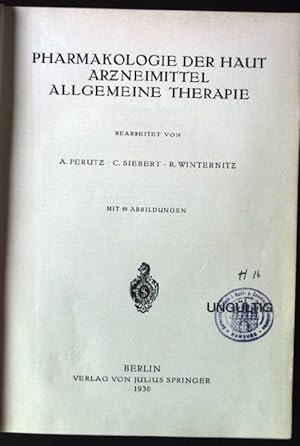 Bild des Verkufers fr Pharmakologie der Haut, Arzneimittel, Allgemeine Therapie Handbuch der Haut- und Geschlechtskrankheiten, Fnfter Band, Erster Teil zum Verkauf von books4less (Versandantiquariat Petra Gros GmbH & Co. KG)