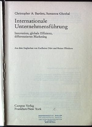 Seller image for Internationale Unternehmensfhrung : Innovation, globale Effizienz, differenziertes Marketing. for sale by books4less (Versandantiquariat Petra Gros GmbH & Co. KG)