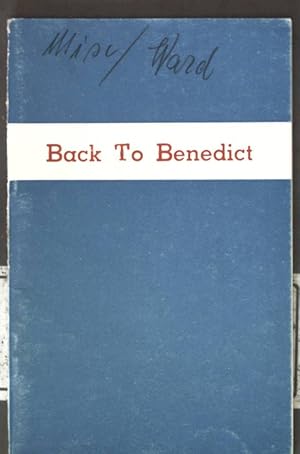 Seller image for Back to Benedict. for sale by books4less (Versandantiquariat Petra Gros GmbH & Co. KG)