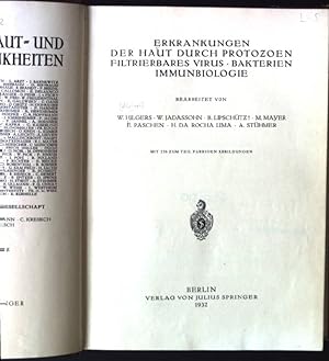 Bild des Verkufers fr Erkrankungen der Haut durch Protozoen Filtrierbares Virus, Bakterien Immunbiologie Handbuch der Haut- und Geschlechtskrankheiten, Zweiter Band zum Verkauf von books4less (Versandantiquariat Petra Gros GmbH & Co. KG)