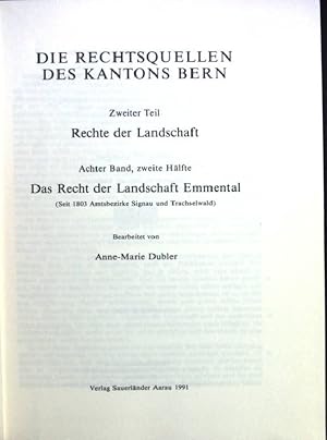 Bild des Verkufers fr Das Recht der Landschaft Emmental (seit 1803): Amtsbezirke Signau und Trachselwald Die Rechtsquellen des Kantons Bern, 2.Teil: Rechte der Landschaft, 8.Band, zweite Hlfte zum Verkauf von books4less (Versandantiquariat Petra Gros GmbH & Co. KG)